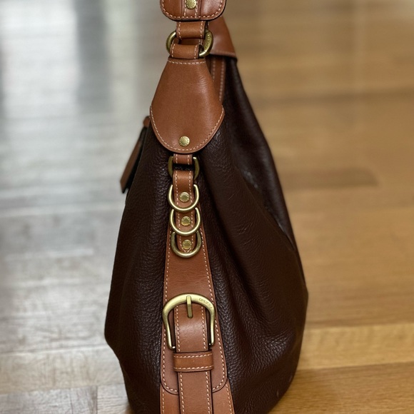 Ghurka Plaid Shoulder Bag. Brown and Tan with Gold Hardware. Luxury Leat… - Picture 6 of 11